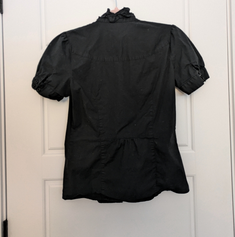 Puff Sleeve Black Button Up - Picture 3 of 3